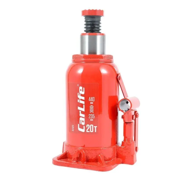 Домкрат гидравлический бутылочный CarLife BJ420 20 т 235-440 мм Красный (29305476)