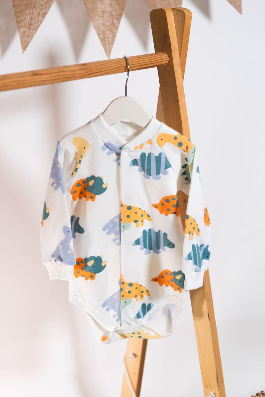 Боді для новонароджених з начосом Діно з довгим рукавом на кнопках 56 см (2688286936)