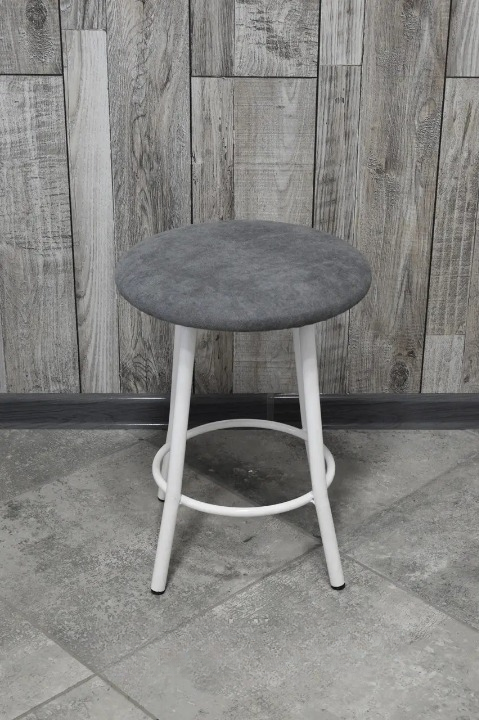 Табурет кухонний Муза металевий з м'яким сидінням 30х45 см Сірий/Білий (28373856)