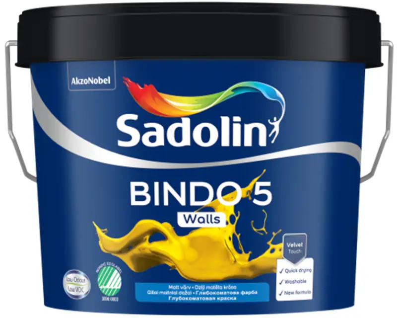 Краска для стен эмульсионная полноматовая Sadolin Bindo 5 2,5 л BW Белый (2889844226)
