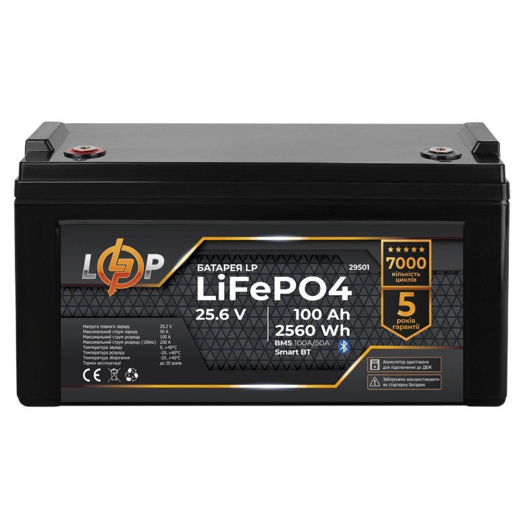Аккумулятор LogicPower LiFePO4 Smart BT пластик 25,6V 100 Ah 2560 Wh BMS 100/50А (29879736)
