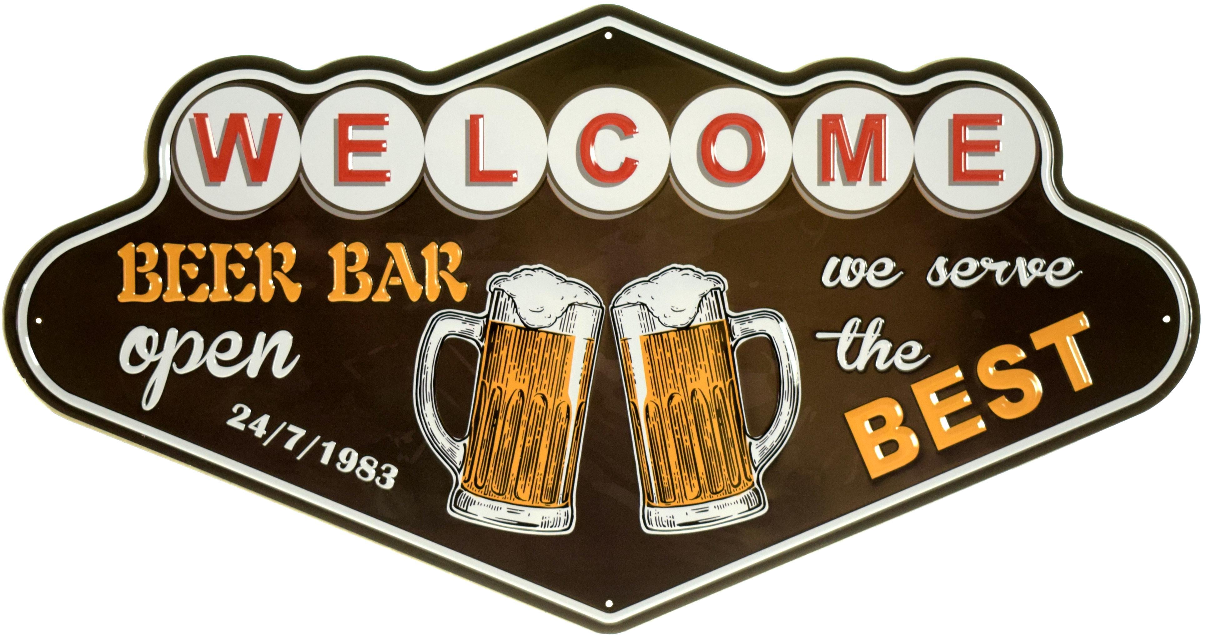 Табличка металева "Welcome Beer Bar Open 241983 We Serve The Best" 26х49 см (ms-104189)