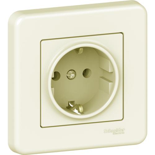 Розетка Schneider Electric Leona с заземлением Кремовый (LNA2900123)
