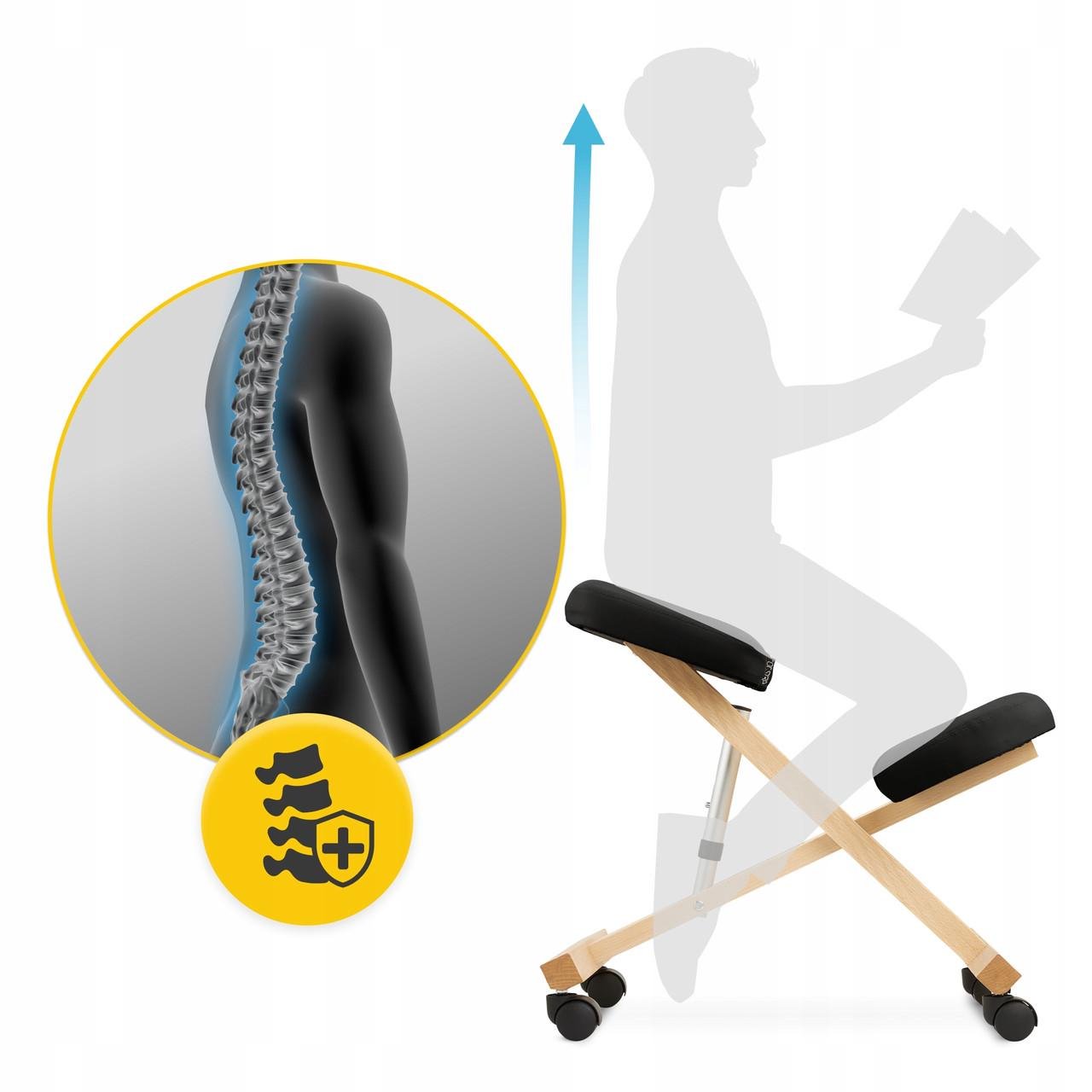 Стілець ортопедичний колінний 4fizjo Pure регульований на коліщатах Black (P-5905973402798) - фото 5