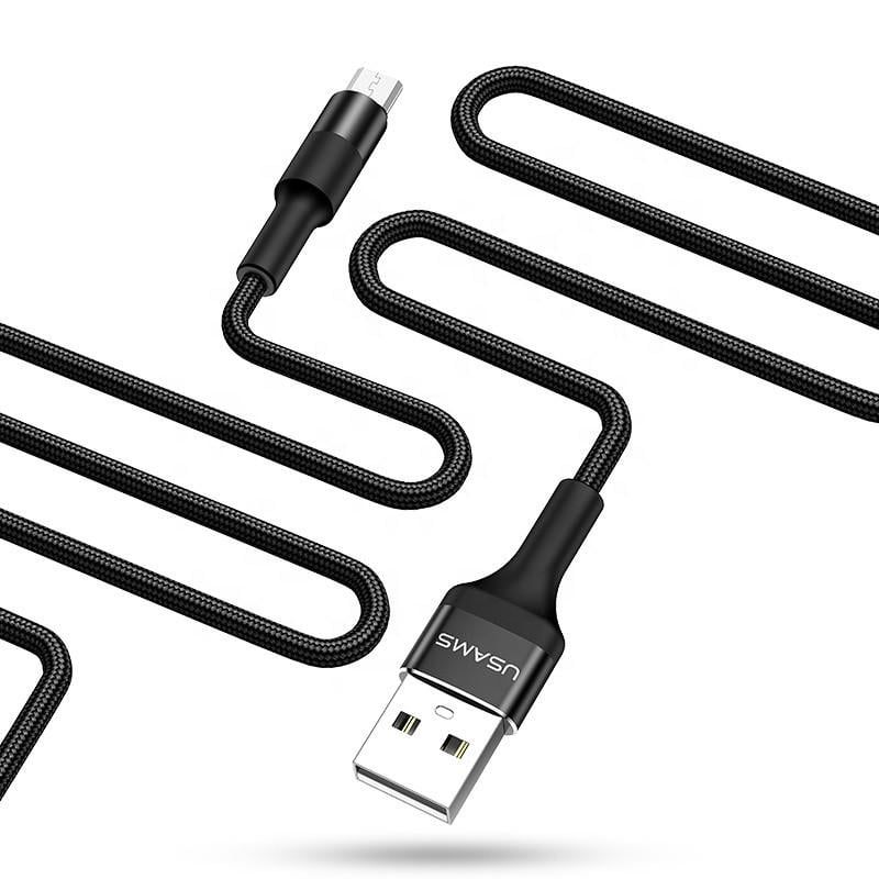 Кабель Usams SJ224 microUSB в нейлоновой оплетке 1,2 м 2 A Black (3153774) - фото 2