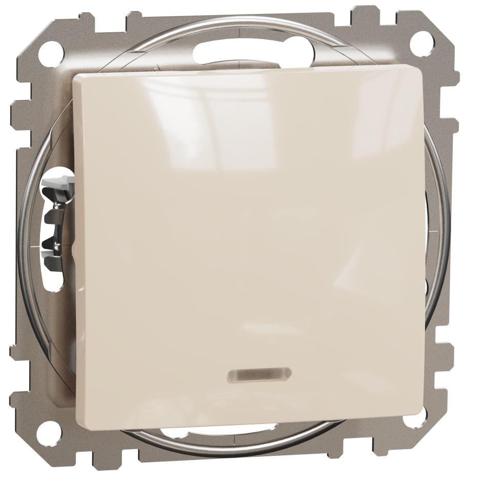 Выключатель одноклавишный с синей подсветкой SCHNEIDER Sedna Design Бежевый (00000023713)