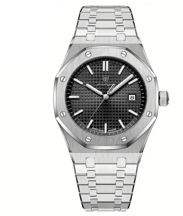 Мужские часы Poedagar Piguet циферблат Серебряный/Черный (watch3003)