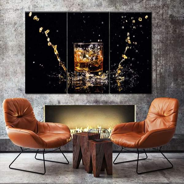 Модульная картина KIL Art Брызги виски из трех частей 78x48 см (M3_M_60)