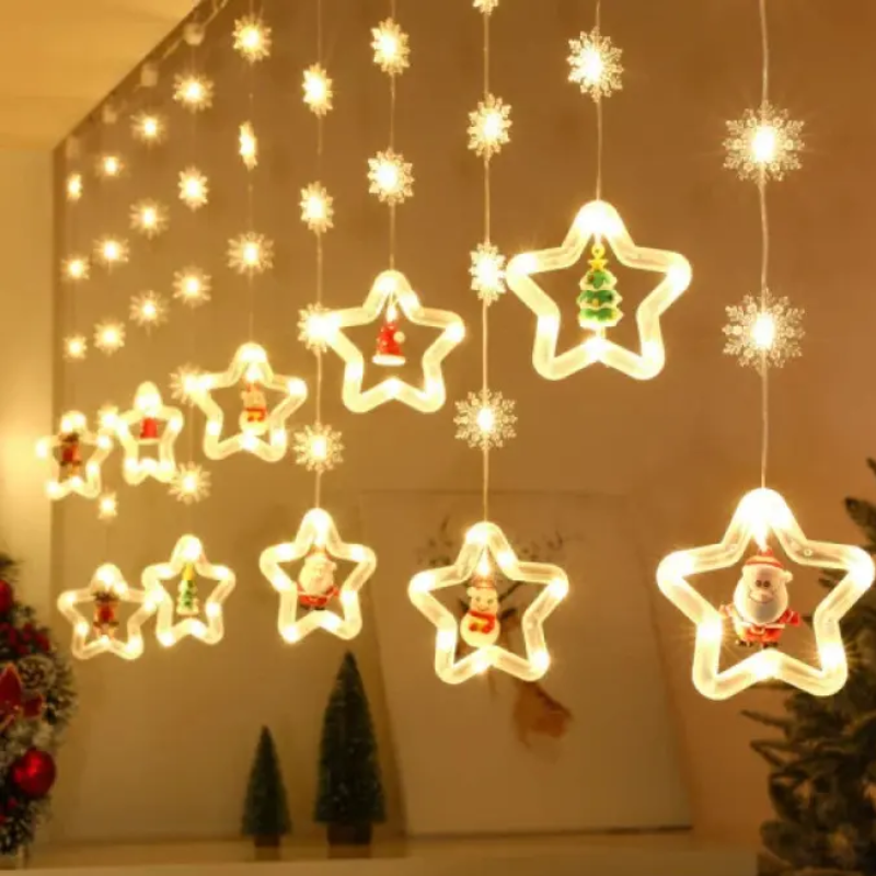 Гирлянда-штора светодиодная Фигурки в звезде теплый белый свет 10 LED 3 м (2479517066)
