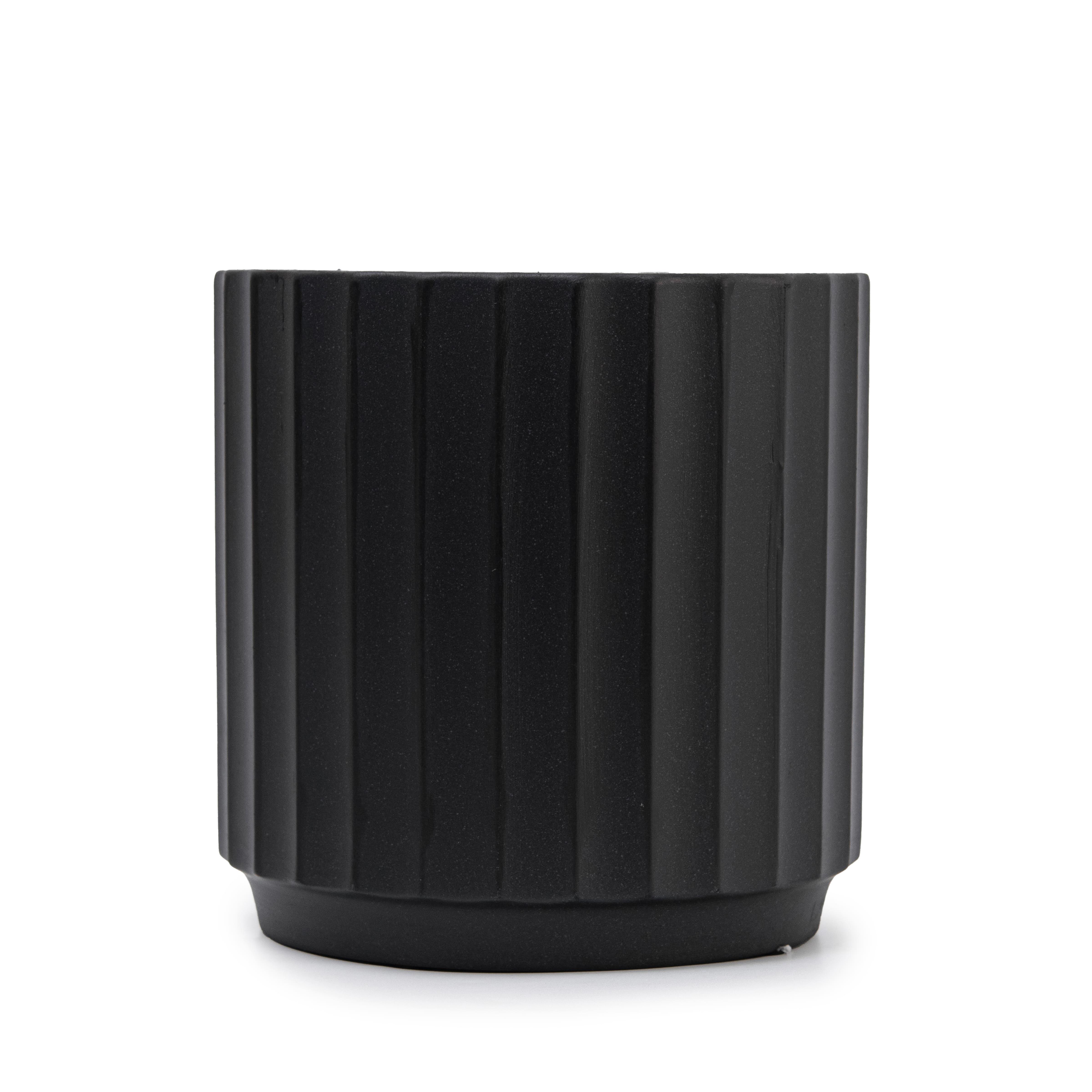 Кашпо для цветов керамическое elemi Грань круглый 1,4 л Черный (УТ-00094972) - фото 1