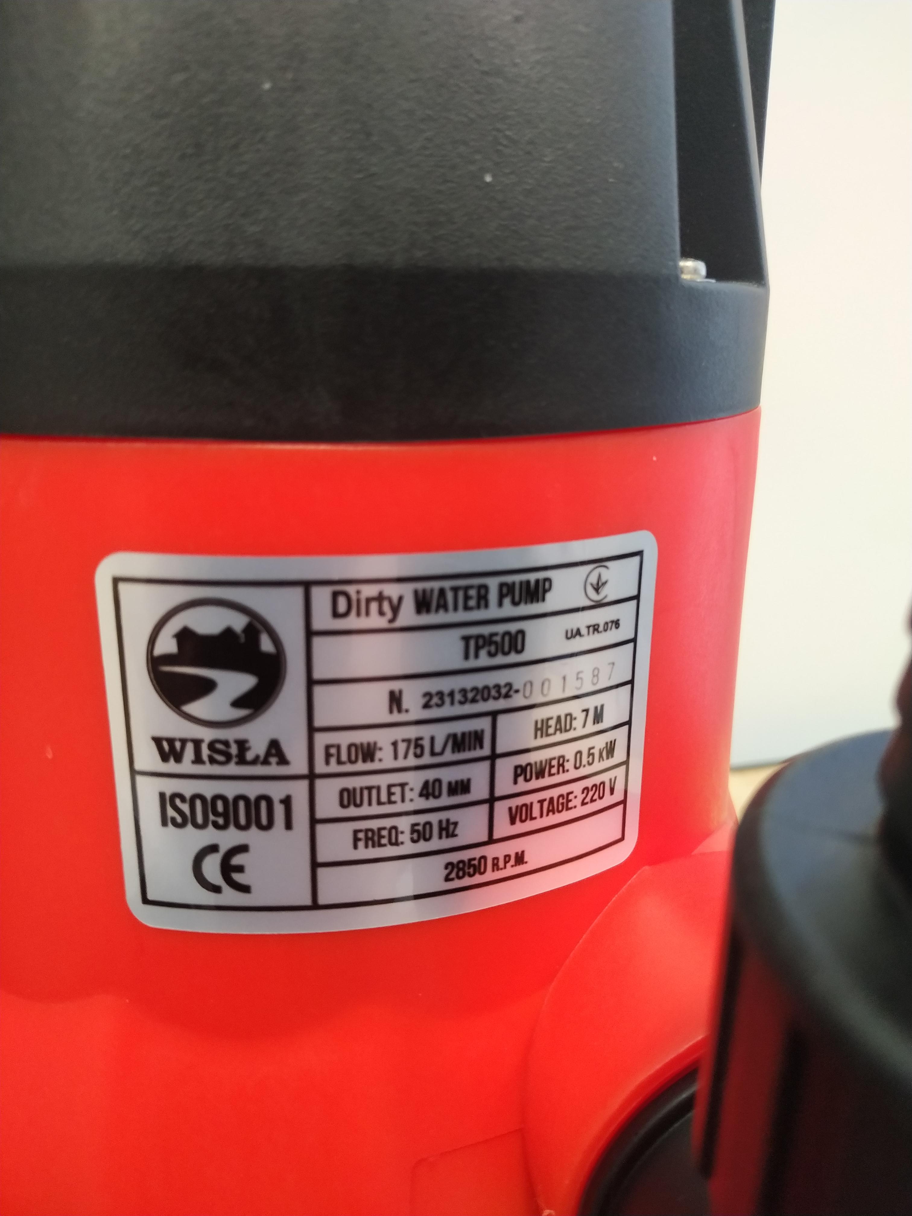 Насос дренажный Wisla TP-500 0,5 кВт Hmax 7 м Qmax 10,5 куб. м - фото 2 Насос дренажный Wisla TP-500 0,5 кВт Hmax 7 м Qmax 10,5 куб. м - фото 2