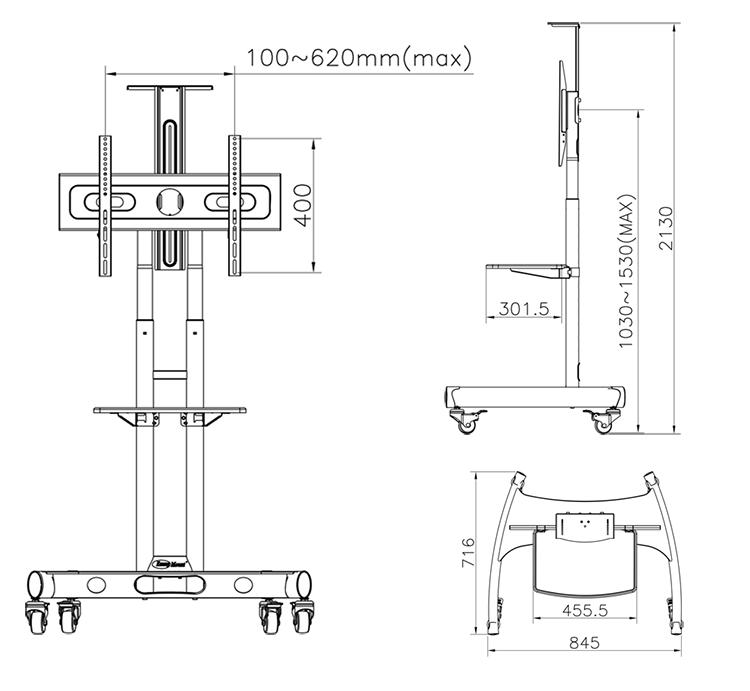 Кронштейн-підставка NB AVA1500-60-1P 32"-65" для телевізора на підлогу - фото 5