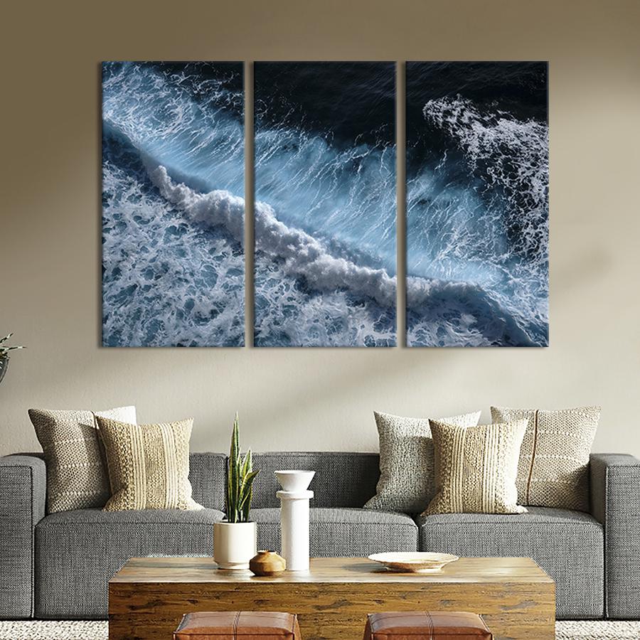 Картина модульная из 3 частей Холодные синие волны L 128x81 см (456-31)
