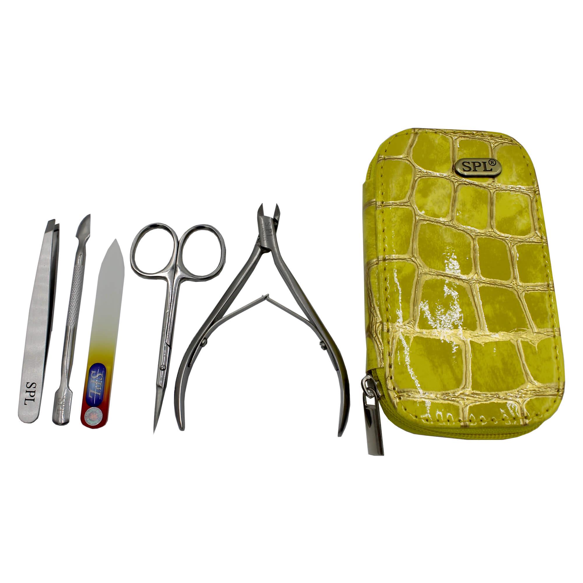 Маникюрный набор SPL Желтый крокодил с позолотой (77701N)