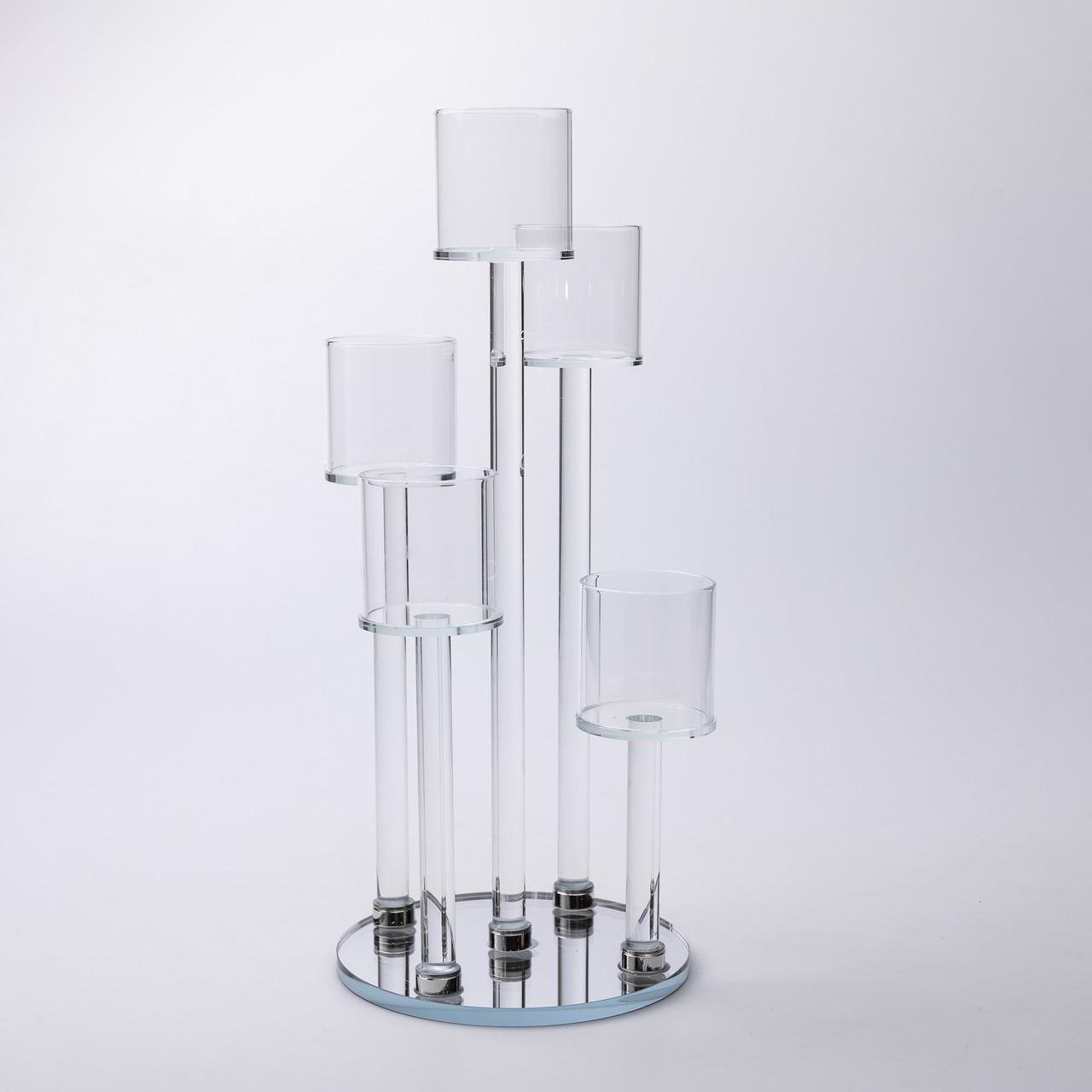 Підсвічник декоративний на 5 свічок скляний h 38 см (HP-4-14) - фото 5 Підсвічник декоративний на 5 свічок скляний h 38 см (HP-4-14) - фото 5