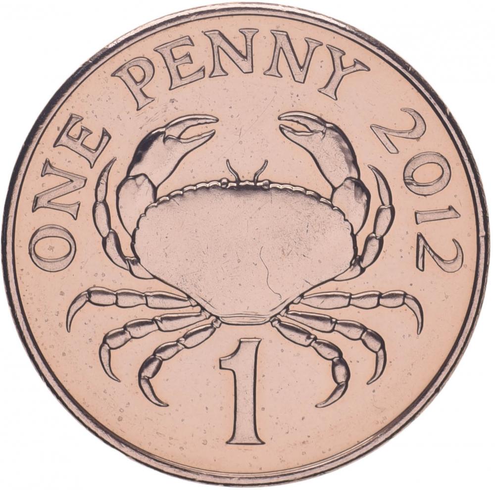 Колекційна монета Гернсі 1 пенні 2012 UNC (KM#89)