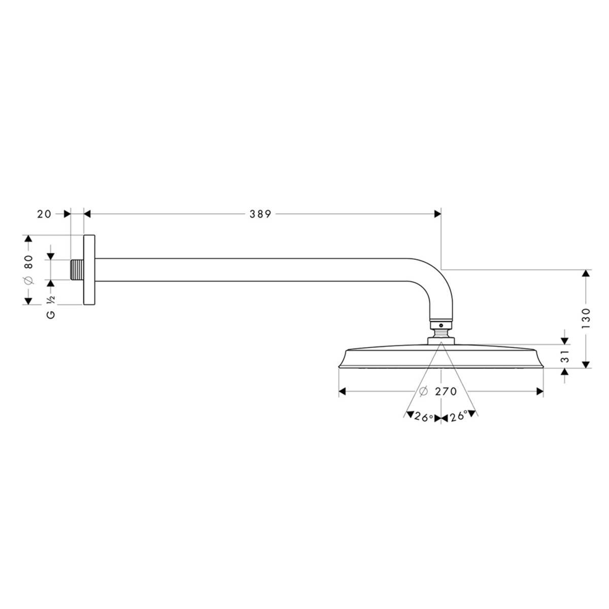 Душ верхний с кронштейном Hansgrohe Raindance 27424000 270 мм Хром (142259) - фото 2