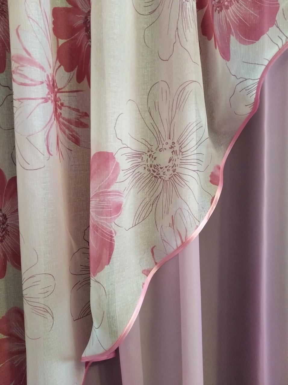 Занавеска кухонная Угол шифон с ламбрекеном батист 300х170 см Розовый (ул-14) - фото 5 Занавеска кухонная Угол шифон с ламбрекеном батист 300х170 см Розовый (ул-14) - фото 5