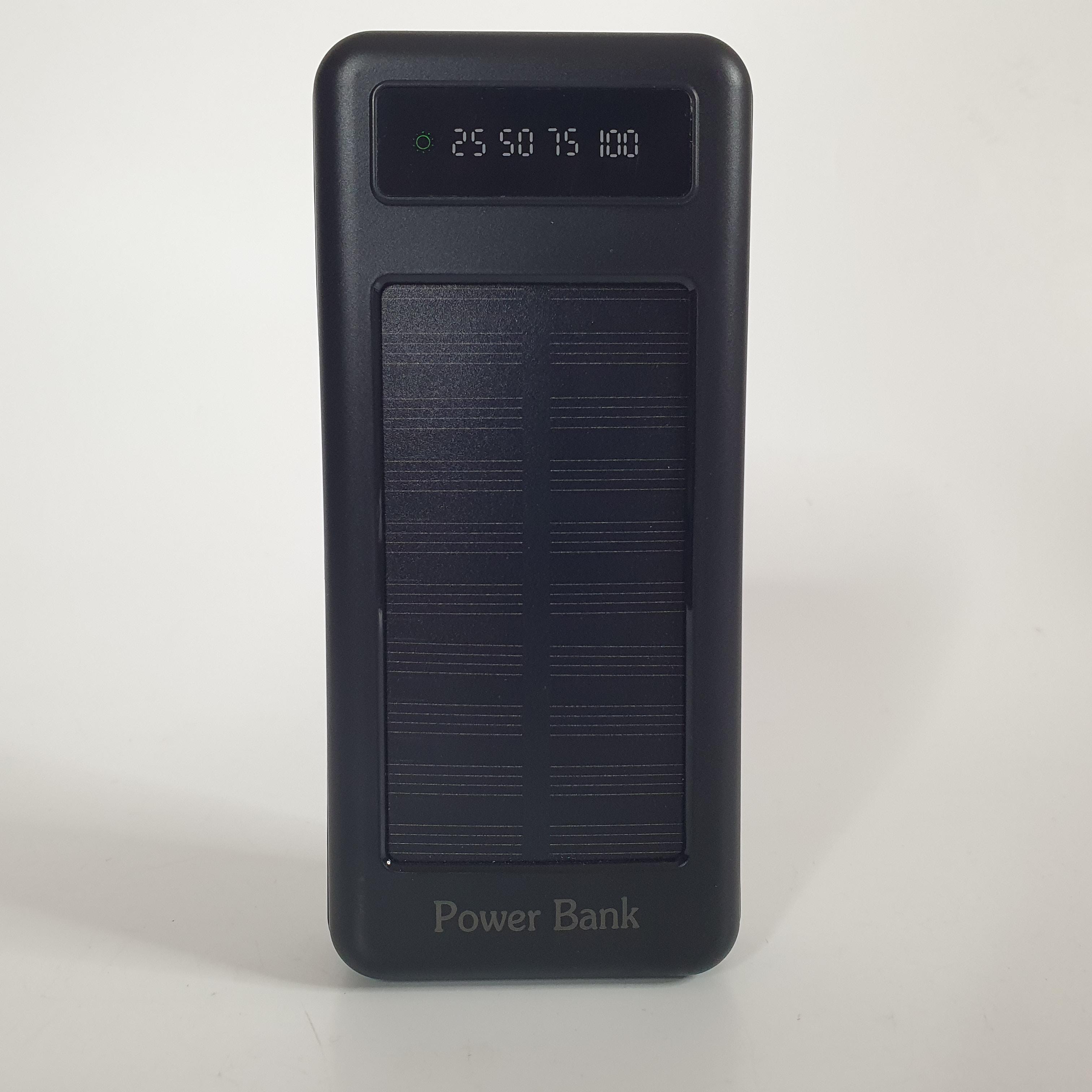 Повербанк с солнечной батареей и фонарем 30000 mAh 2хUSB/3 переходники Черный (PS-88-Black)