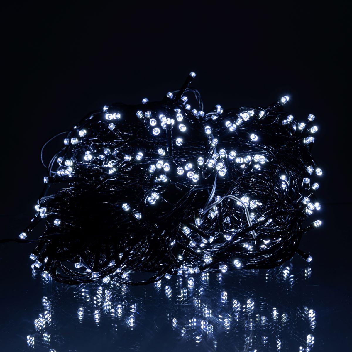 Гирлянда Рождественская фея уличная 50 м 500 LED черный провод Белый (CF500L50MBW)