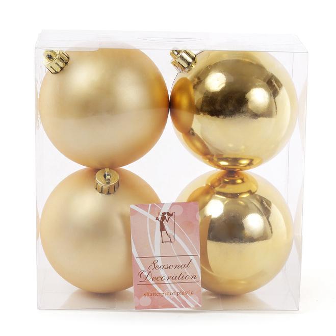 Набор пластиковых новогодних шаров Flora 4 шт. D-8 см (11835)