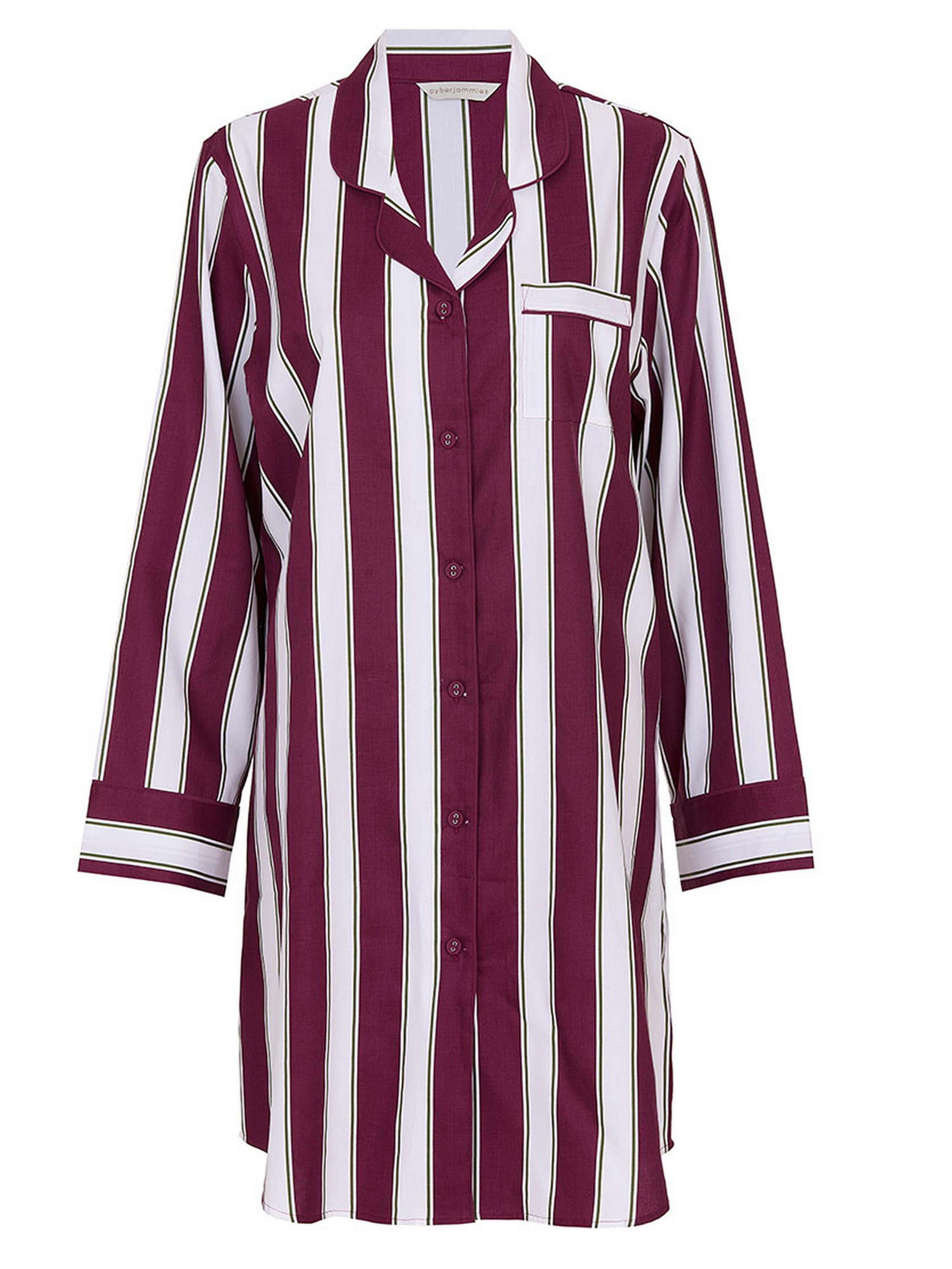 Ночная рубашка CYBERJAMMIES Yasmin 5085 с полосатым принтом 5XL Бордовый/Белый (5051877609617) - фото 3