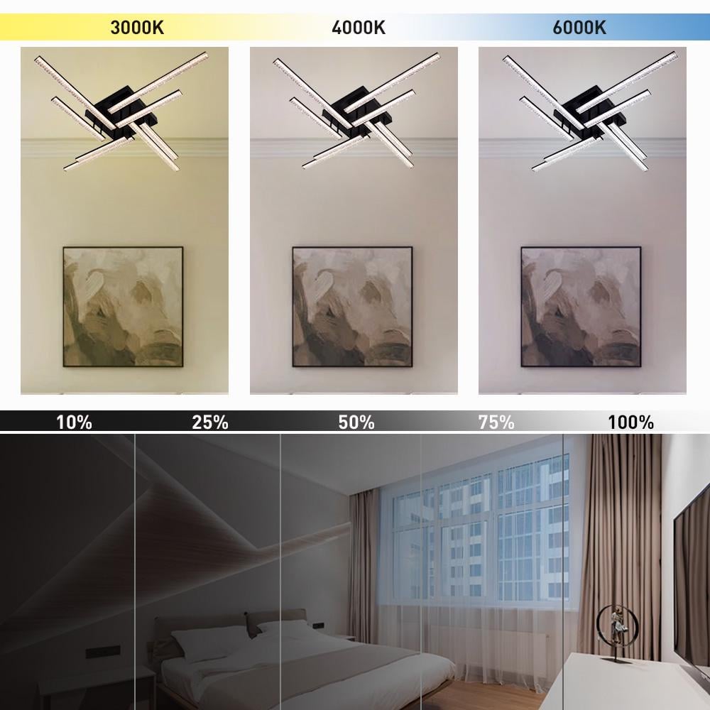 Люстра світлодіодна ESLLSE LINE 8L 76 Вт 955x955x125 мм Чорний (10550) - фото 4