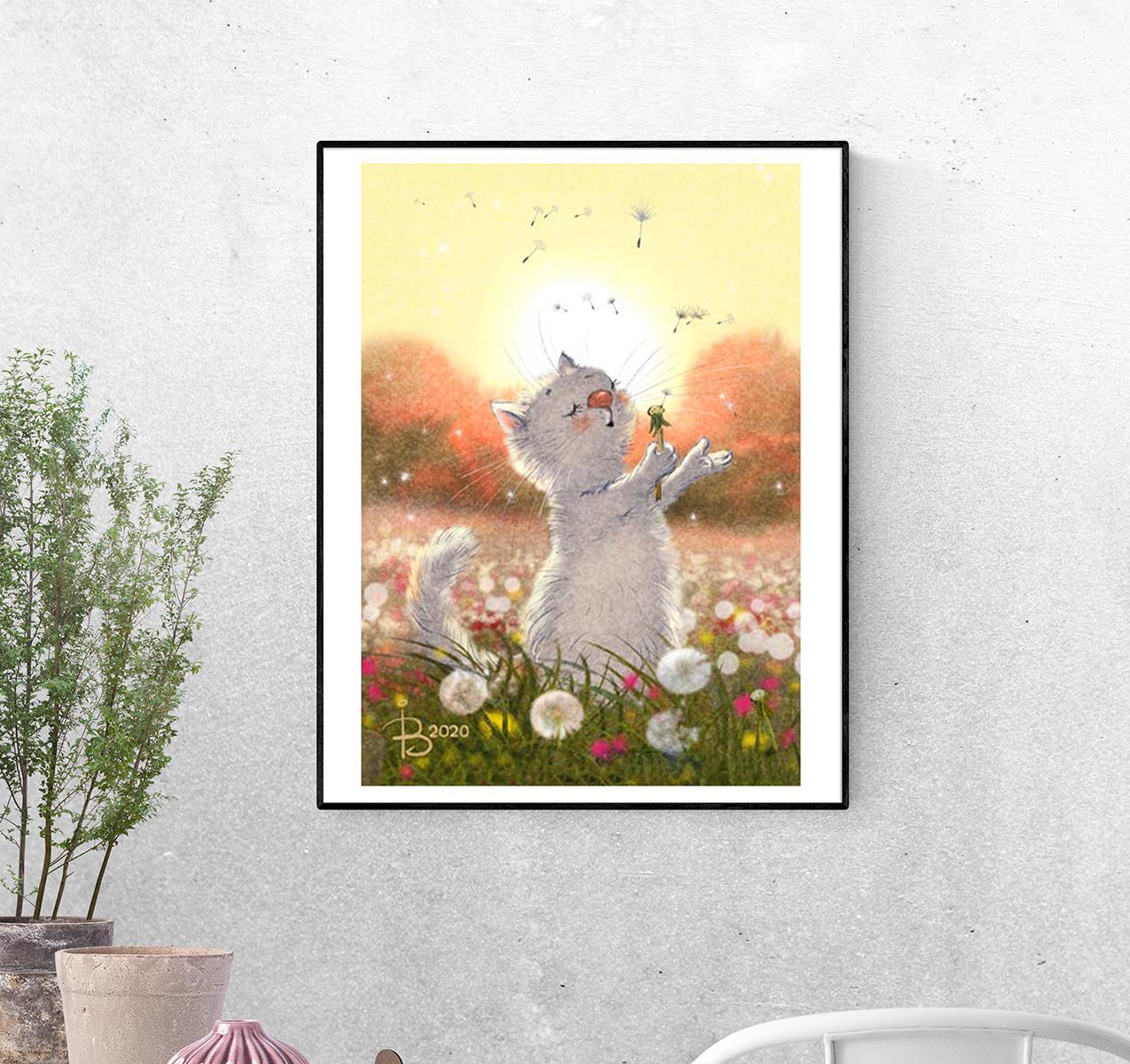 Постер Поле одуванчиков формат А-4