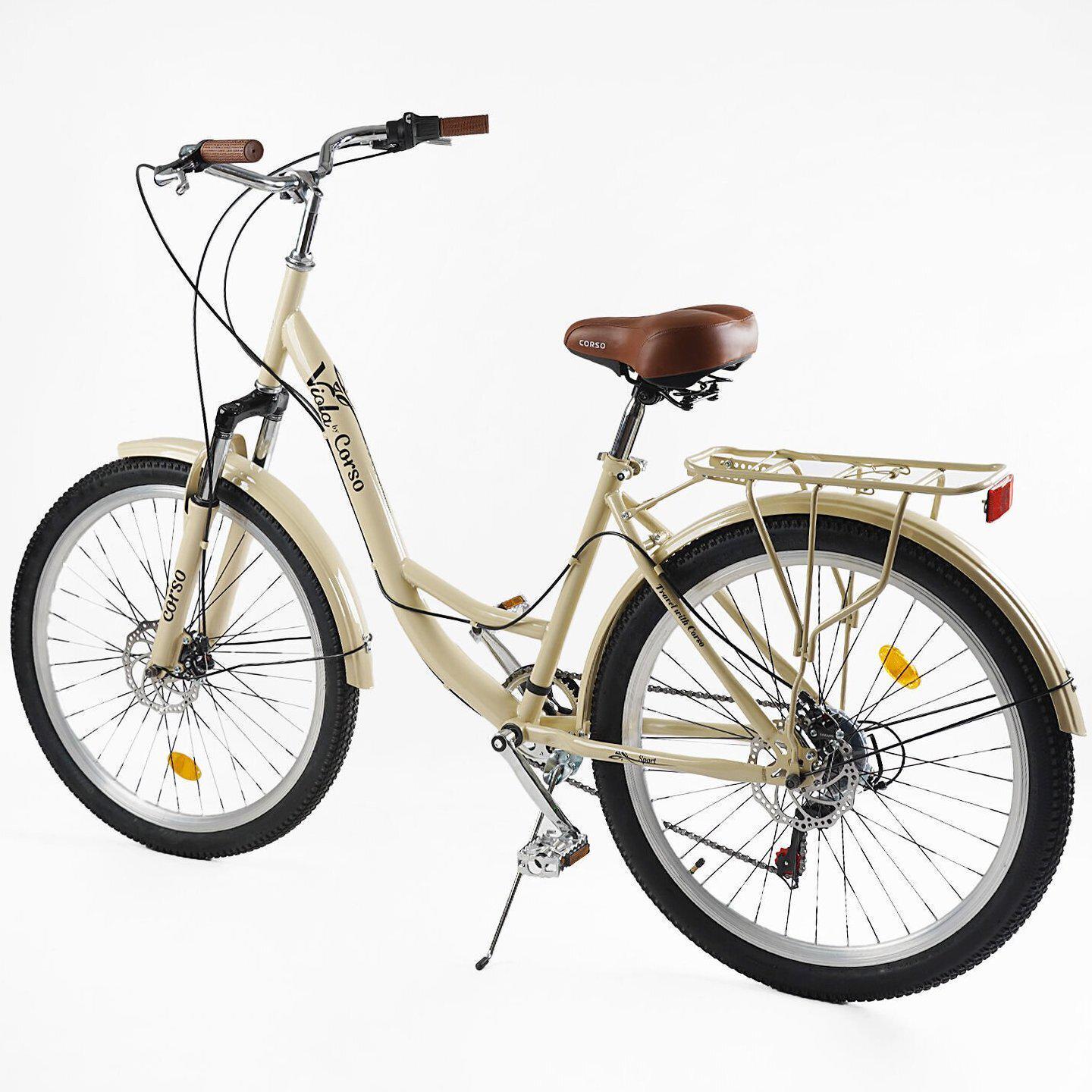 Велосипед городской Corso Viola с багажником рама 17"/26" Бежевый - фото 3 Велосипед городской Corso Viola с багажником рама 17"/26" Бежевый - фото 3