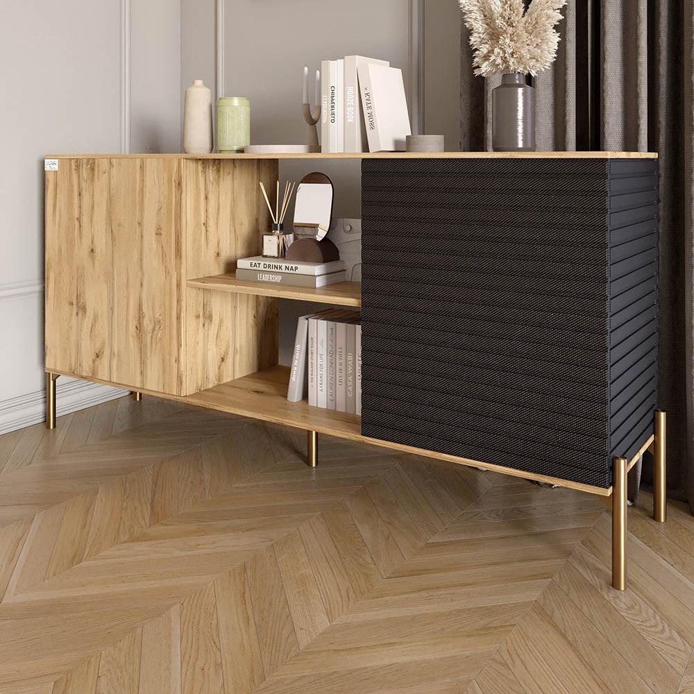 Комод открытый на золотых металлических ножках Lion Грей Дуб Аппалачи/Асфальт (Lion-042744) Комод открытый на золотых металлических ножках Lion Грей Дуб Аппалачи/Асфальт (Lion-042744)