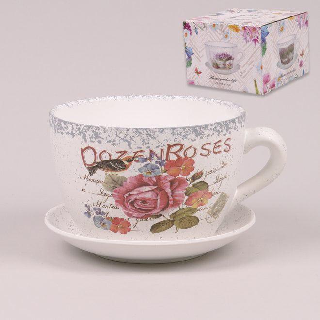Горшок керамический Flora Чашка с подставкой (36626)