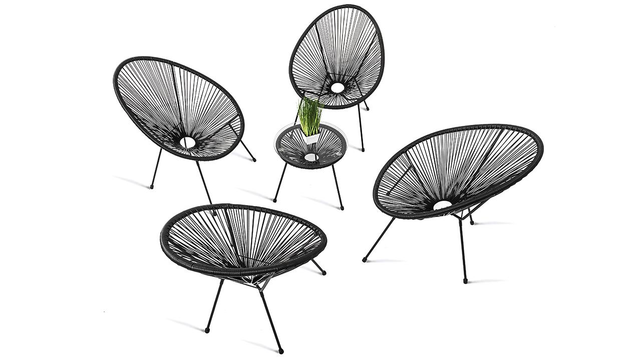 Набір садових меблів Just Relax Acapulco SET-4 з ротангу зі сталевим каркасом Чорний