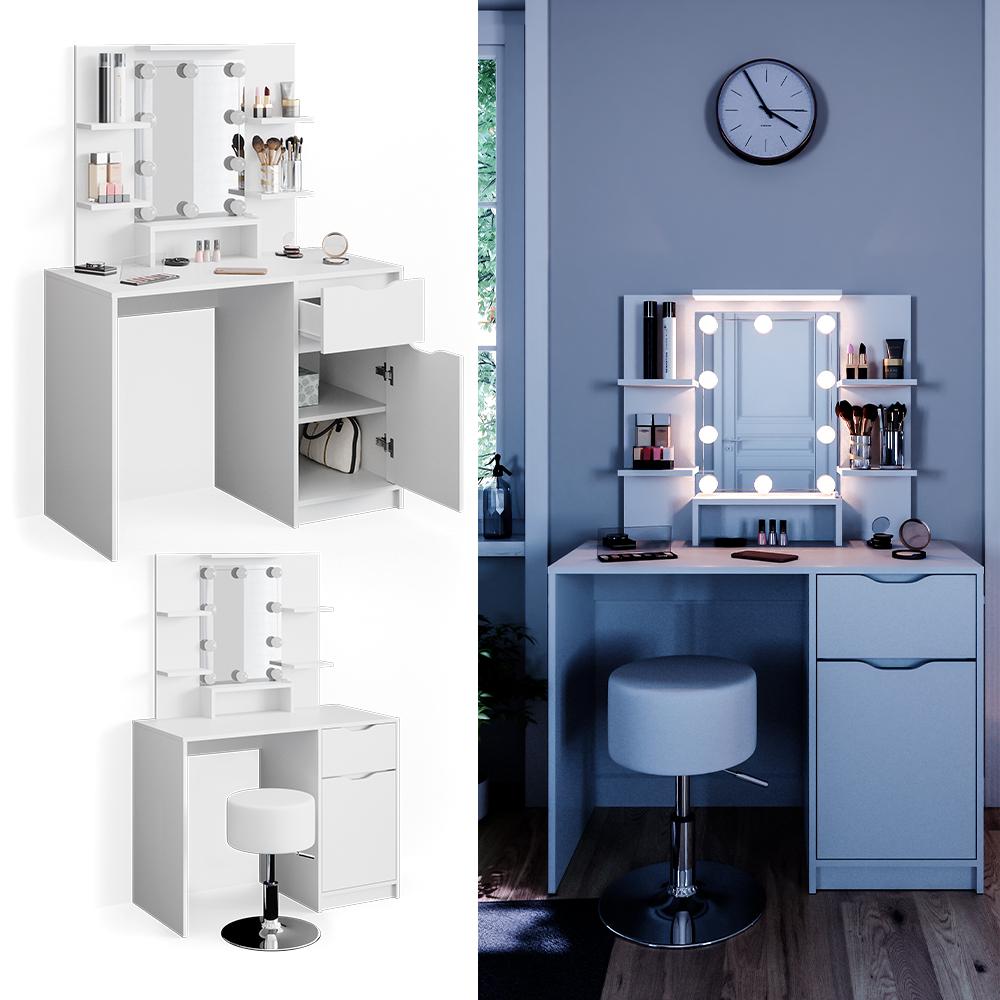 Туалетный столик Vicco Ruben с подсветкой и стулом Белый - фото 2