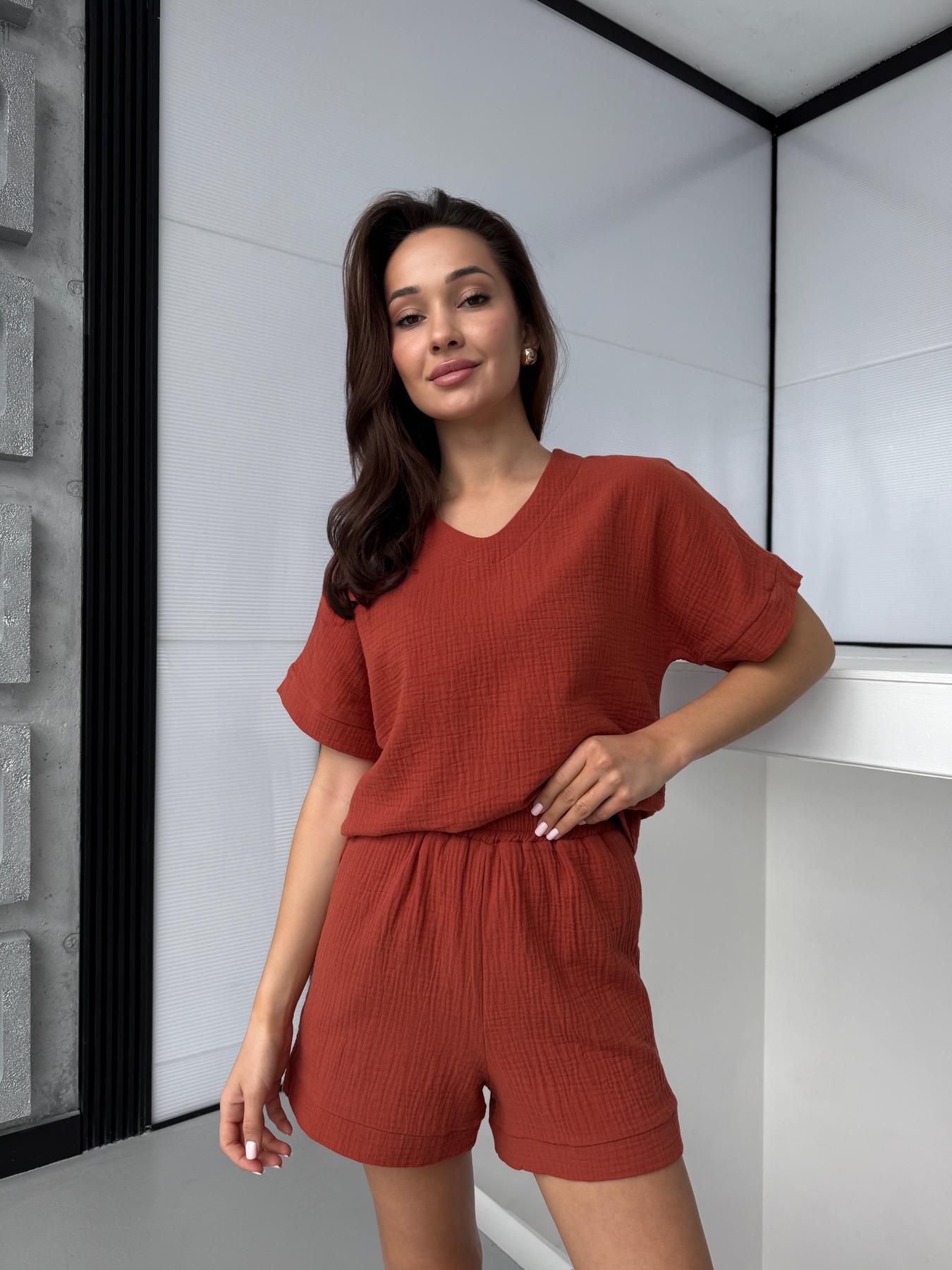 Костюм домашний женский Hawaii COSY с шортами L Терракотовый (MSH5) - фото 5