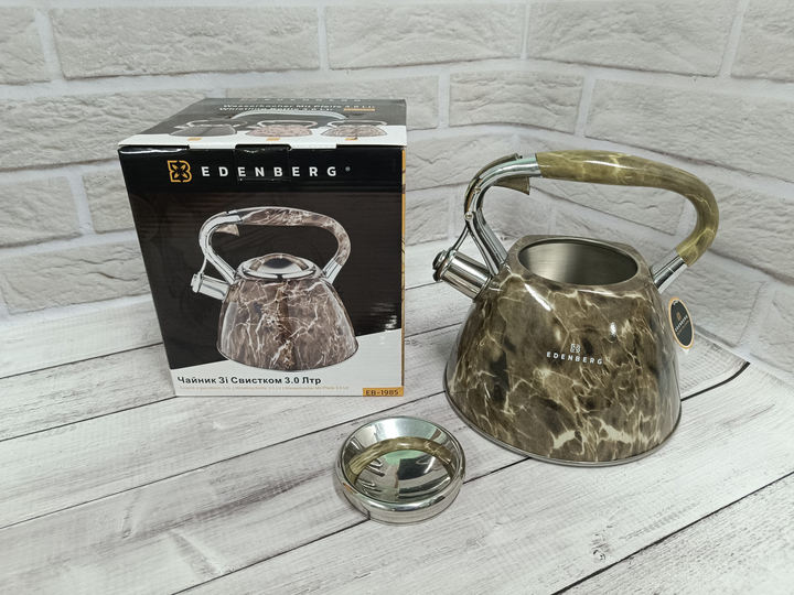Чайник Edenberg со свистком 3 л из нержавеющей стали Brown (EB-1985) - фото 6 Чайник Edenberg со свистком 3 л из нержавеющей стали Brown (EB-1985) - фото 6