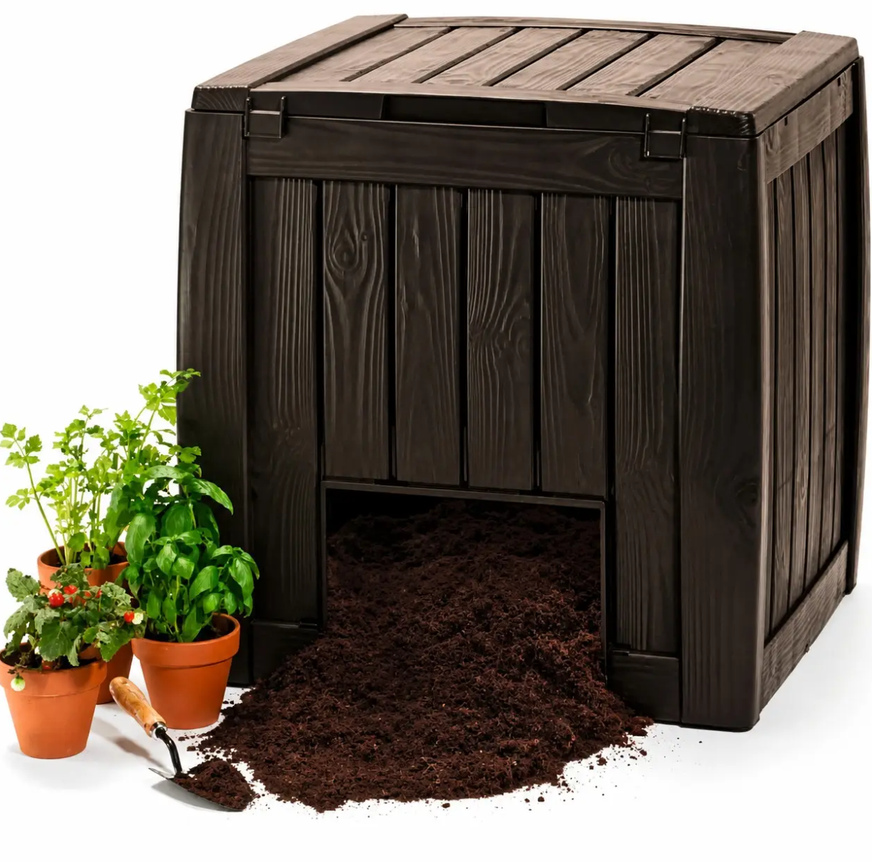 Компостер садовий Keter Deco Composter With Base 340 л з основою пластиковий Коричневий (231600)