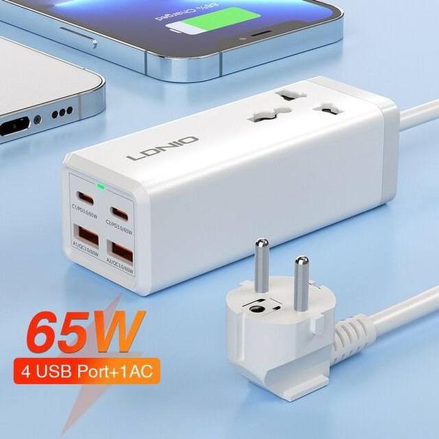 Зарядное устройство Ldnio 65 W/10A/2xUSB/2xType-C/Quick charge для MacBook/Asus/Lenovo/HP/Google/Huawei/Samsung - фото 8