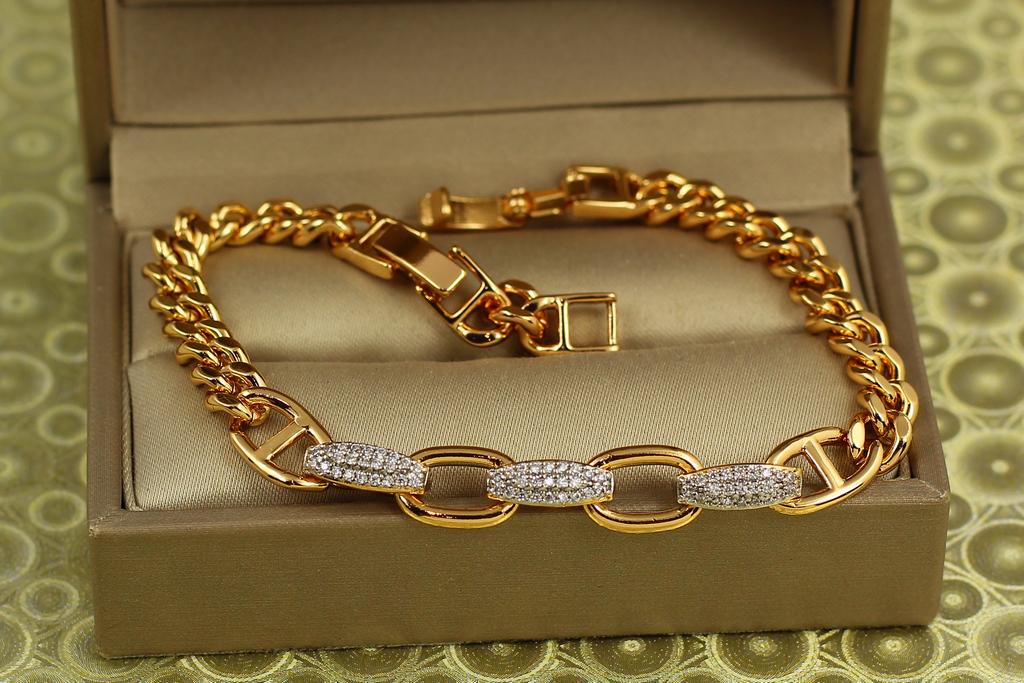 Браслет Xuping Jewelry Лауреат с родием 19 см 8 мм Золотистый (29912492)