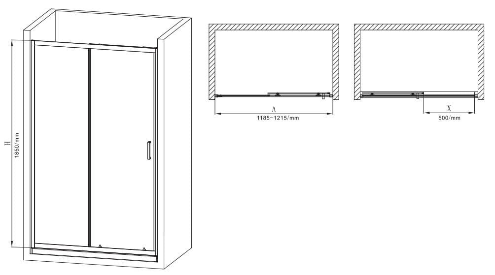 Дверь в нишу MIXXUS Premium DIVERSE SD01-120x185-TR прозрачное стекло 5 мм Black (MI6877) - фото 4 Дверь в нишу MIXXUS Premium DIVERSE SD01-120x185-TR прозрачное стекло 5 мм Black (MI6877) - фото 4