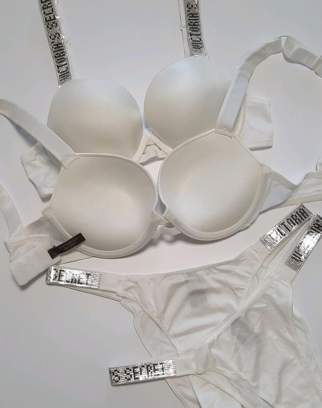 Комплект женского нижнего белья Victoria's Secret со стразами 85B-L Белый (8030) - фото 2 Комплект женского нижнего белья Victoria's Secret со стразами 85B-L Белый (8030) - фото 2