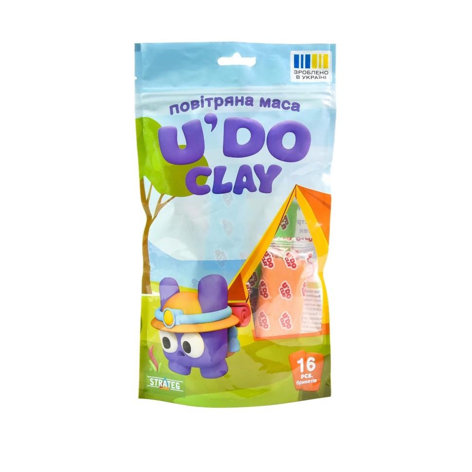Набір для творчості Strateg Повітряна маса U'DO Clay 16 шт. від 3 років 19х7х11 см Різнокольоровий (PZ-340-P-253)