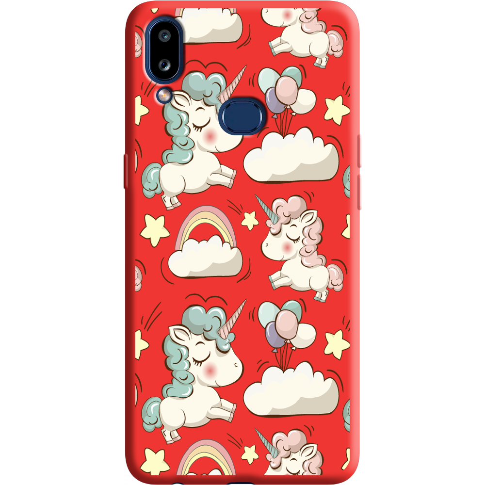 Чохол Boxface Samsung A107 Galaxy A10s Unicorns Червоний силікон  (37944-cc2-38153)