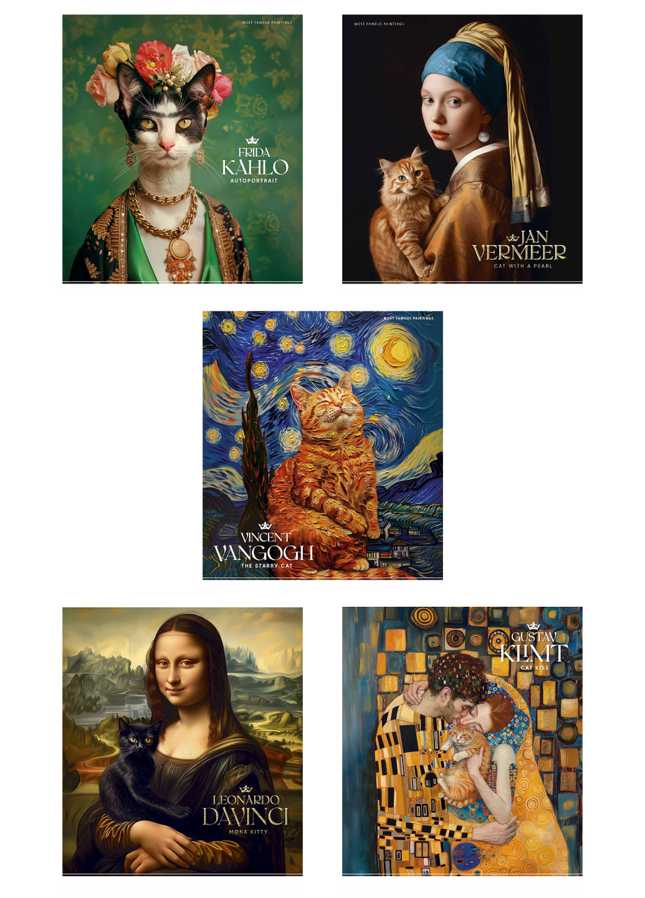 Тетради Школярик Cats in art 3430 УФ-лак в клетку 5 шт. по 60 л. (4823088231403)