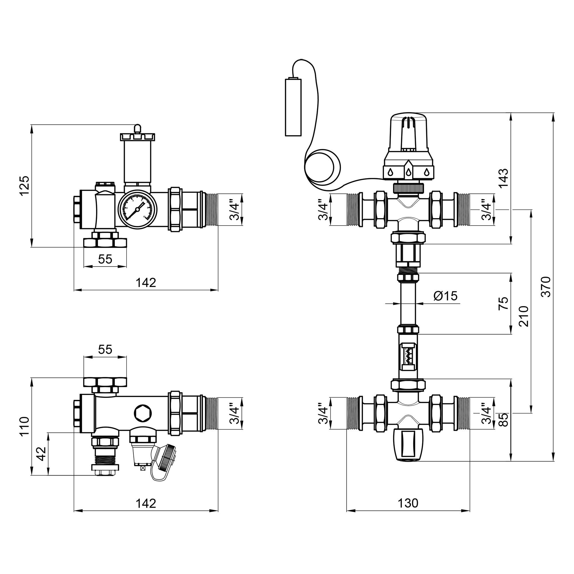 Смесительная группа для теплого пола ICMA №M054 87M054PG06RU 1" (78965) - фото 2