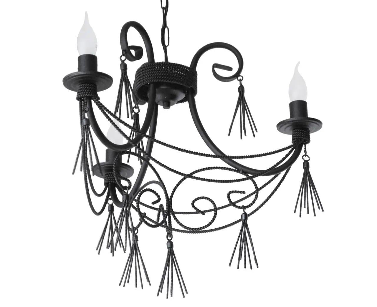 Люстра кованная Снежная королева ручной работы ретро-люкс на 3 рожка Е14 Черный (КИ3ЧОР)