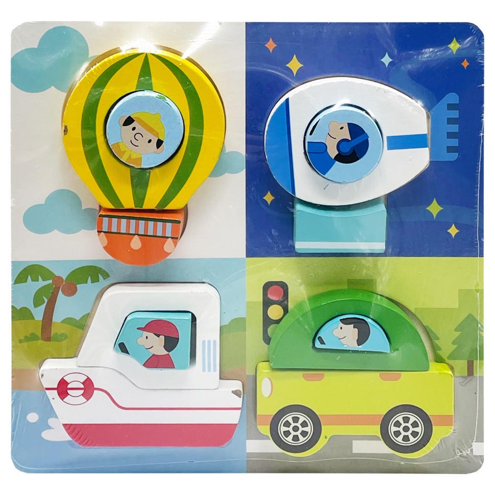 Пазл-вкладиш дерев'яний дитячий 3D Транспорт C15057-1 (RLT48472)