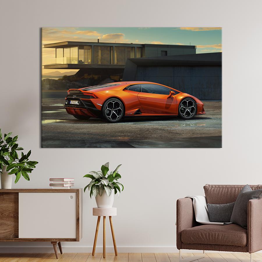 Картина на холсте Новый Lamborghini Huracan Evo 122x81 см (1341-1)