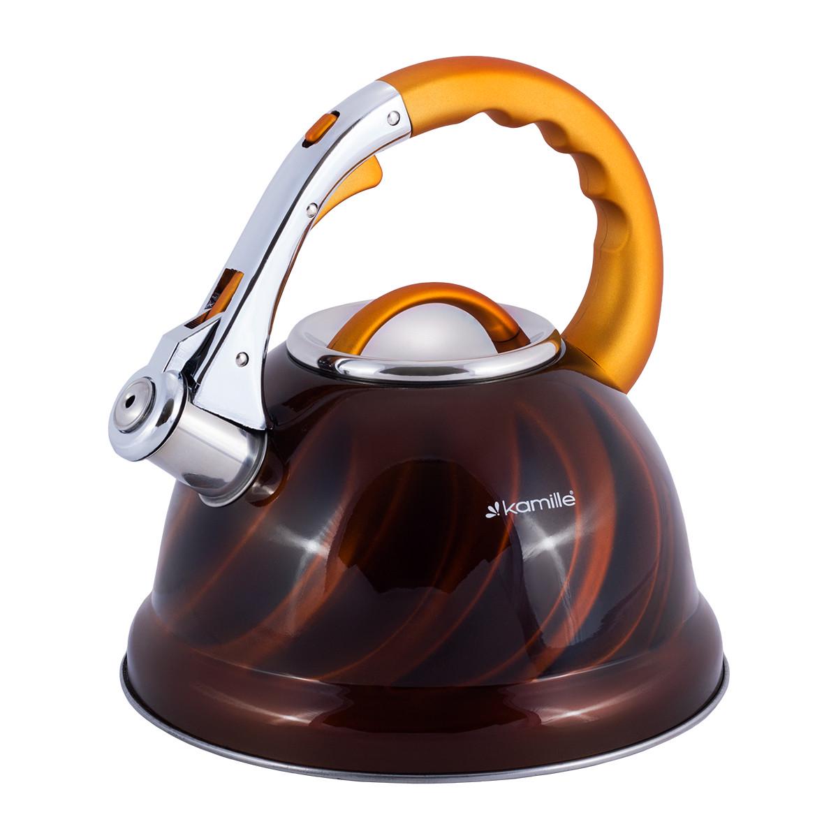 Чайник Kamille Золотой 3л из нержавеющей стали со свистком KM-0690N - фото 3 Чайник Kamille Золотой 3л из нержавеющей стали со свистком KM-0690N - фото 3