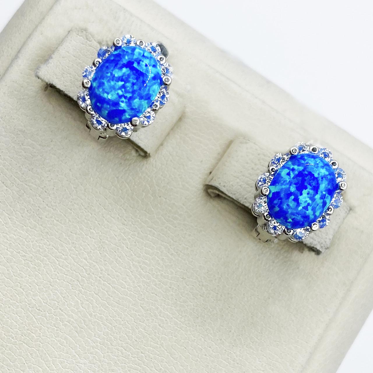 Серьги серебряные с синим опалом 4,5 г (1913377814)