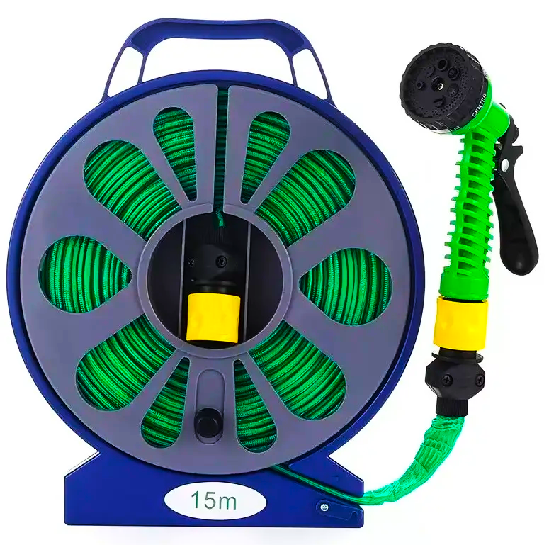 Шланг поливной с катушкой и распылителем 15 м Зеленый (27122877)
